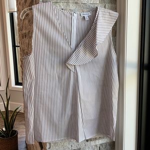 NWOT Nordstrom sleeveless cotton poplin top w asymmetrical ruffle. Size Medium.